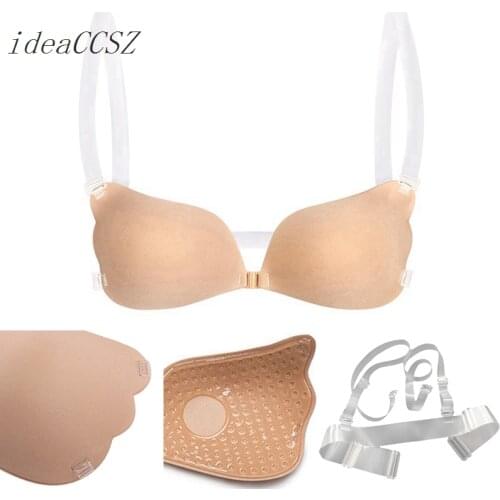 Silicone Bra Push Up Bra Backless Lingerie Magic Bra Fly Wedding Bras Sexy Female Invisible Bra Push High BH Breathable Plus E F