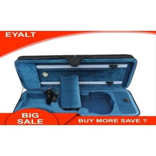 Lake Blue Interior High-grade Portable Violin Case Square Box Package Gold Table Double Strap Cloth 1/4 1/8 1/2 3/4 4/4