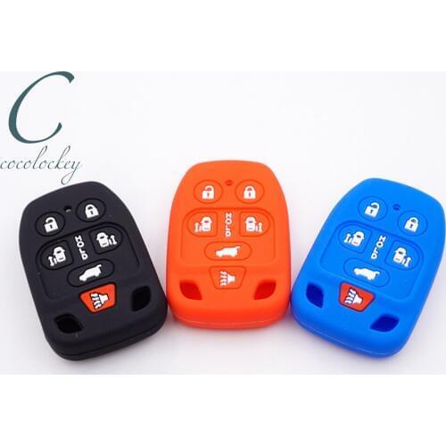 Cocolockey Silicone Rubber Car Key Cover Fit for Honda Odyssey 6 Button Remote Head Key Protector Cover Case Car Styling