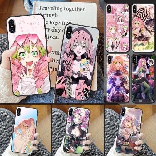 Demon Slayer Kanroji Mitsuri Phone Case Cover Hull For iphone 5 5s se 2 6 6s 7 8 12 mini plus X XS XR 11 PRO MAX black painting