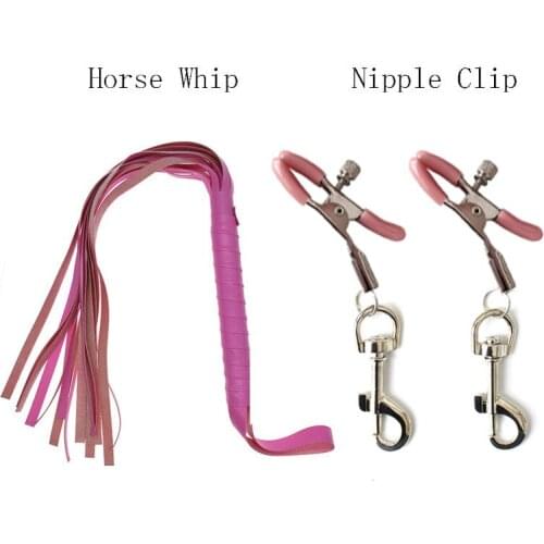 Erotic Sex Toys For Adult Game Leather Erotic BDSM Sex Kits Bondage Nipple Clip Sex Game Whip Nipple Clamps SM Bdsm Toys