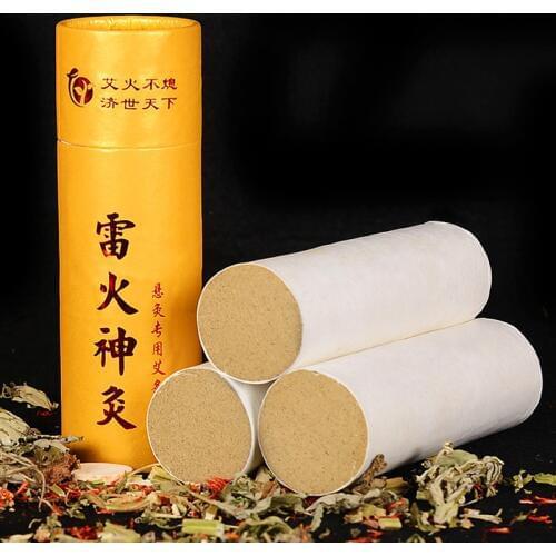 SHARE HO 45*150mm Chinese Thunder Fire Moxibustion Acupuntura Therapy Thickened Moxa Sticks Big Roller Heating Burner