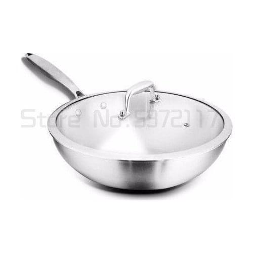 Hot Sale Non-stick Frying Pan Kitchen Accessories Pot Non-coated Pot Induction Wok Tempered Glass Cover Home Healthy