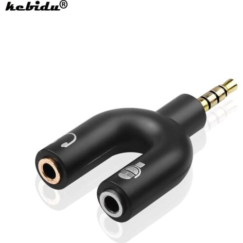 Kebidu 3.5mm Headphone Splitter U Shape 3.5mm Y Splitter Audio Cables Splitter Microphone 2 in 1 Swivel Connector Adapter