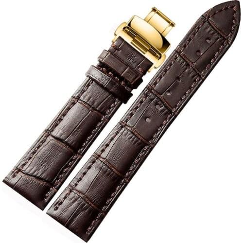 Leather strap, crocodile grain,for womens watch belt, mens leather belt, metal butterfly button, 1618 20mm