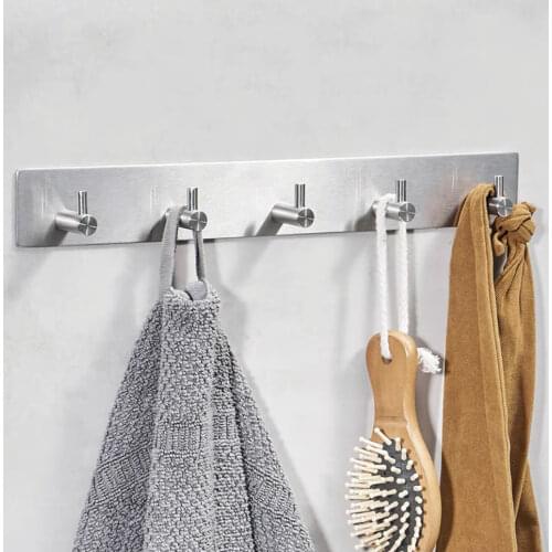 Robe Hooks Stainless Steel Brushed Nickel Single Row Towel Hooks Clothes Hooks Door Hooks Bathroom Wall Hanger Hook Hardware