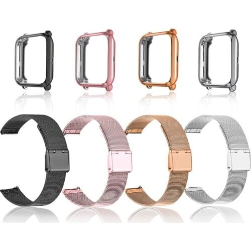 Milanese Strap For Amazfit Bip S Case Strap Metal Bracelet For Huami Amazfit Bip Lite/pop /U Wrist Strap Band Screen Protector