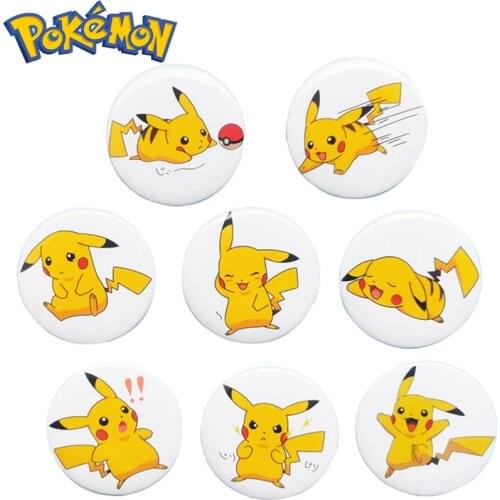 5 PCS Cute Pokemon Pikachu Badge Cartoons Anime Action Toy Figures Pokémon Collection Decoration Pocket Monsters Kids Toy Gift
