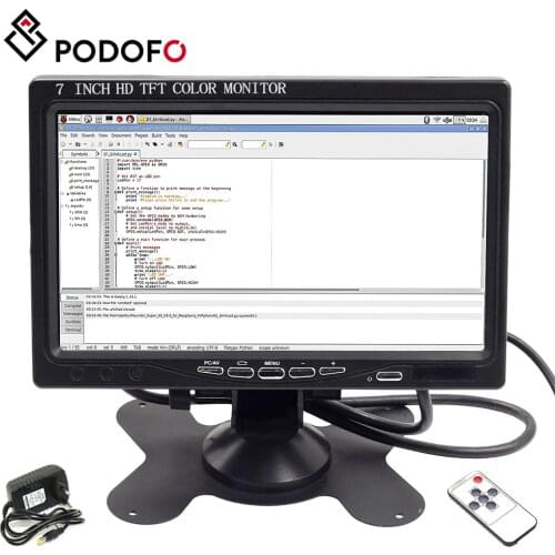Podofo 7" HD LCD Mini Computer & TV Display CCTV Security Surveillance Screen hdmi lcd monitors with HDMI / VGA / Video / Audio