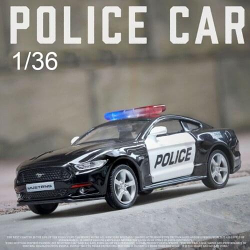 1/36 Police Diecast Alloy Car Model Challenger 2 Doors Opened With Pull Back Function Metal Sports Car For Children Toys Gifts