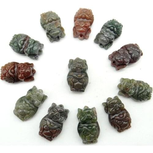 Natural stone Quartz crystal Turquoises tiger eye India agates pig pendant for diy jewelry Making necklace Accessories6pcs