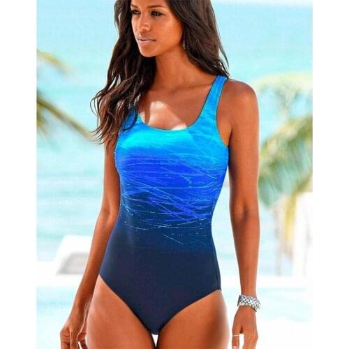2021 New Fashion Ladies Printed Swimsuit Sexy Tight-fitting Open Back Plus Fat Increase Gradient One-piece Swimsuit Bikini Set