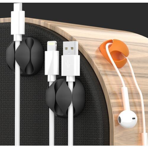 New Round Clip Silicone USB Cable Phone Winder Bobbin Clamp Protector Wire Ties Organizer Cord Management Fixer Collation Holder