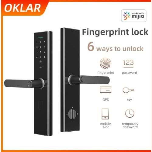 OKLAR Smart Fingerprint Door Lock Mijia Mihome APP Electronic Digital Lock Biometric Fingerprint/Password /Key Unlock Home Safe