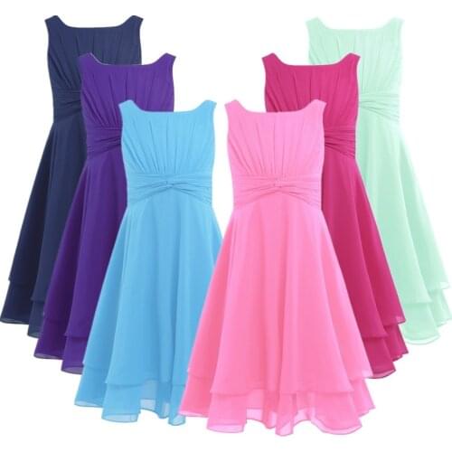 Little Bridesmaid Dresses Summer Chiffon Flower Girl Dress Birthday Party First Communion Dress for Girls Wedding Party Dress