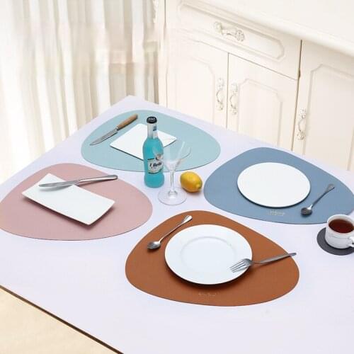 Placemat Table Mat Tableware Pad PU Leather Waterproof Heat Insulation Non-Slip Placemat Soft Black Brown Washable Bowl Coaster