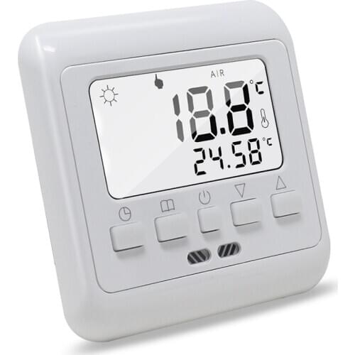 Floor Heating Thermostat Weekly Programmable Room Temperature Controller Regulator White LCD Backlight with NTC Sensor
