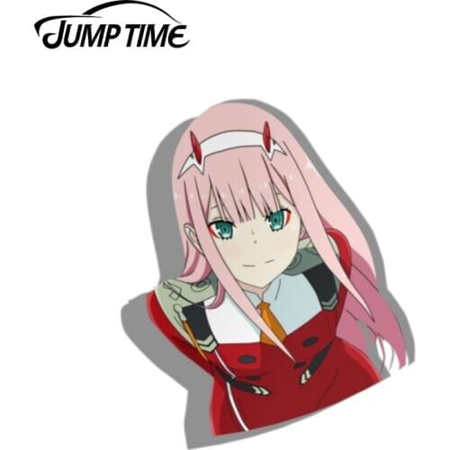 Jump Time 13cmx8.5cm DARLING In The FRANXX Zero Two Decal Car Decor For Car Window Bumper Trunk JDM Car Stickers Car Assessoires