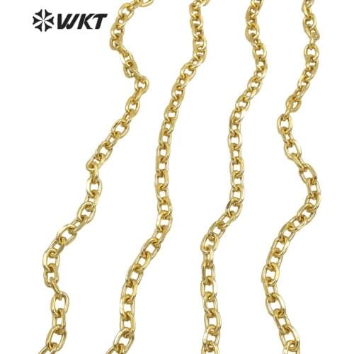 WT-BC161 Wholesale handmade jewelry necklace chain fashion gold resist tarnishable double faceted Alloy chain