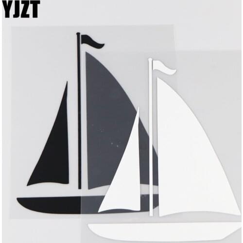 YJZT 12.9CM*15.1CM Sailboat Car Sticker Decoration Pattern Vinyl Decal 1A-0023