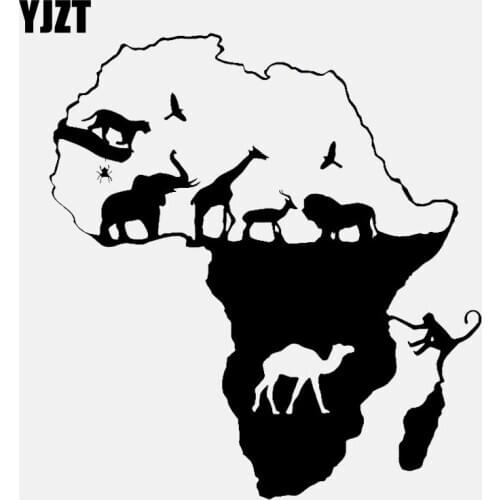 YJZT 14.9CM*16.1CM Wild Safari African Map Decal Vinyl Decoration Black/Silver Car Sticker C22-1303