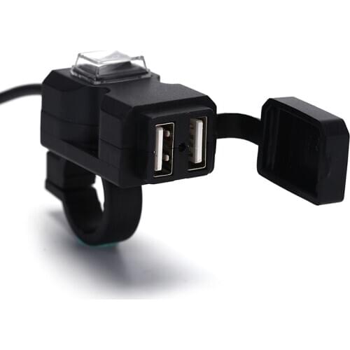 Motorbike Charger Adapter Power Supply Socket for Phone Motorcycle GPS MP4 Dual USB Port 12V Waterproof Handlebar