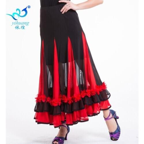 Lady Moden Long Skirt Girls Ballroom Dancing Suit Female Square Dance Long Skirt Ballroom Dance Suit Standard Dance Skirt D-0034