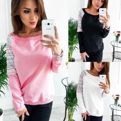 Floral 2017 Autumn Casual Long Sleeve Loose Patchwork Women Shirt Tops