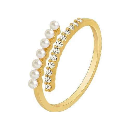 New Fashion Simulation Pearl Index Finger Ring Joint Ring Simple European And American Womens Statement Fashion Luxury Ring