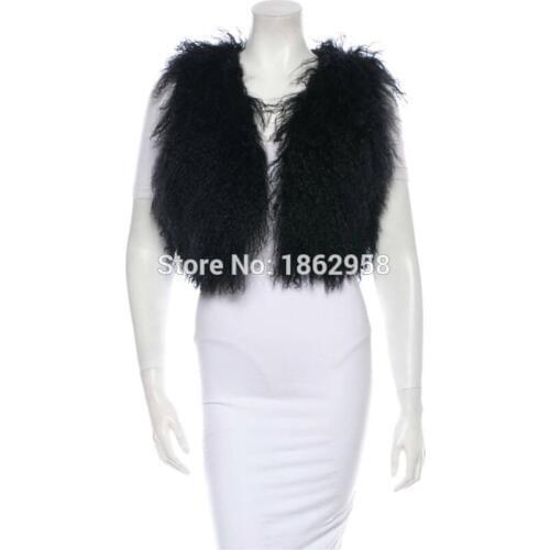 SJ214 2019 Newest Arrival Fashion Real Fur Vest Hot Sale Mongolian Sheep Fur Vest