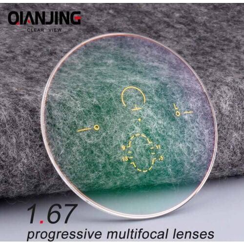 1.67 Digital Free Form Progressive No-Line Multi-Focal Prescription Customized Optical Lenses With Anti-Reflection Coating 2 Pcs