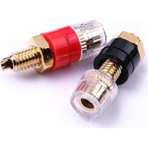 2PCS Red+Black Amplifier Speaker Cable Banana Connector 30mm Spade Terminals Binding Post Banana Plug Socket Connector