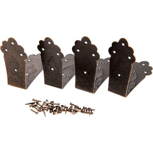 4pcs Furniture Vintage Metal Decorative Corner Bracket for Chest Case Box Corner Protector