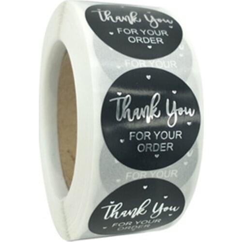 500pcs/roll Roll Thank You Flower Stickers Holiday Wedding Decoration Stickers Round Self-Adhesive Seal Labels 1 Inch