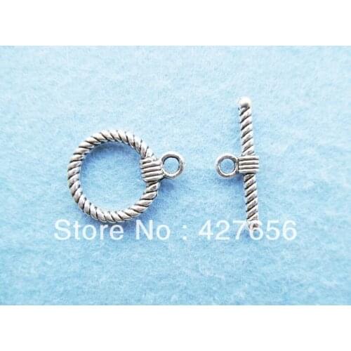 Antique Silver tone Braid Hemp Toggle Clasp OT Hook Connector Pendant Cham Finding,Fit Charm Bracelet Necklace,DIY Accessory