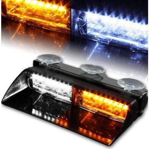 Car 16LED Dash Strobe Flash Light Emergency Police Warning Lamp Amber+White Hot