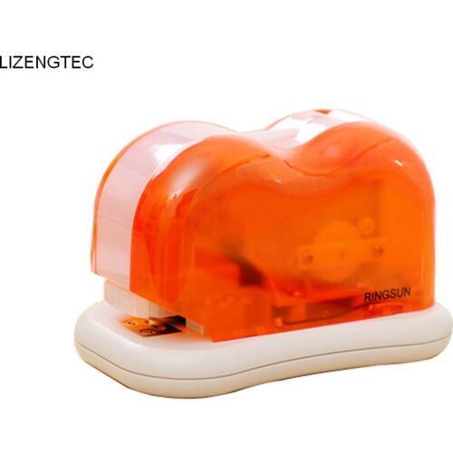 Free Shipping LIZENGTEC Electricity 4*AA Battery or DC Jack Two Power Transparent Stapler For School Office Factory Supplies