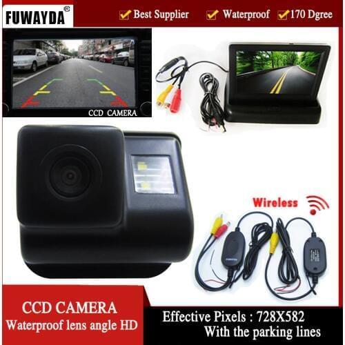 FUWAYDA wireless CCD Car Rear View Camera 170 Degree Night Vision for Mazda 6 Mazda3 CX-7 CX-9,4.3 Inch foldable LCD TFT Monitor