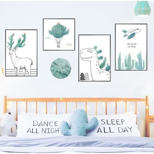 Creative Cactus Wall Stickers for Living Room Bedroom Decoration Animals Art Poster Sofa Background Wall Decals Vinyl Wallpaper