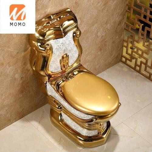 European court retro toilet gold hotel embossed split creative toilet seat retro column gold Biological Toilet Closestool