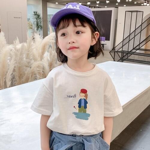 Girls T-Shirt Boys Short Sleeve Tee Tops Kids Cartoon Printing Clothes Children Birthday Party Wear Toddler Girl Fall Clothes