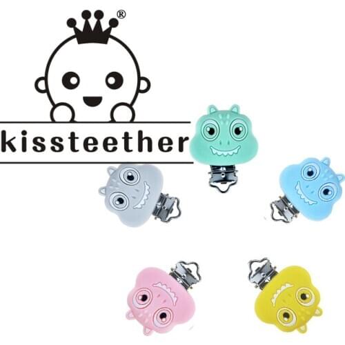 Kissteether Dinosaur Shape Silicone Baby Teether 20pcs Teething Pacifier Baby Clip Care Baby Fake Clip Care Pendant
