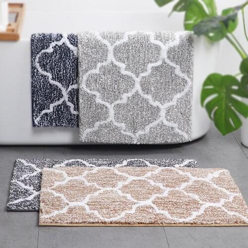 Moroccan Bathroom Mats Non-slip Microfiber Soft Absorbent Bath Floor Mats Shower Rugs 45x65cm/50x80cm/45x120cm Grey Navy Coffee