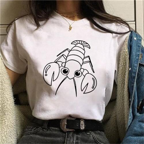 Cute LobsterlingT Shirt Women Summer Fashion Street TShirts Short Sleeve Round Nack T-Shirts Leisure Tee Casual Ladies Tshirt