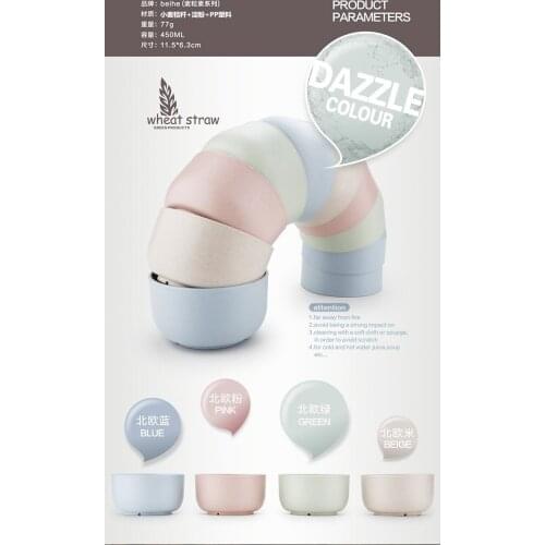 4PCS Bowl Wheat Straw Environmental Protection Bowl Household Rice Salad Noodle Eco friendly Tableware dessert bowl plates