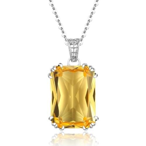 Szjinao Brand Fashion Real 925 Sterling Silver Pendant Necklace Women Citrine Pendants Necklace 925 Silver Fine Jewelry Genuin