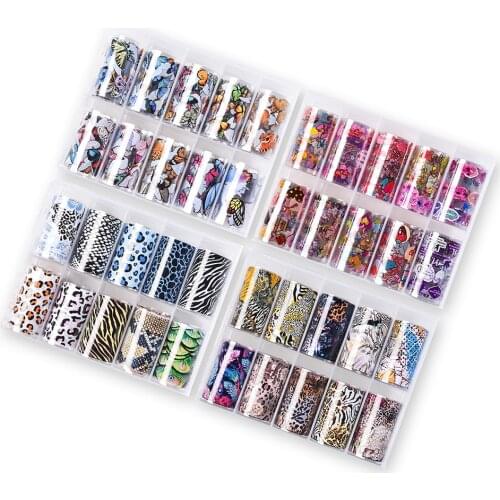 Snack Leopard Nail Transfer Foil Paper Sticker 4X50cm Adhesive Nails Wraps Flower Butterfly Decals DIY Nail Art Decoration