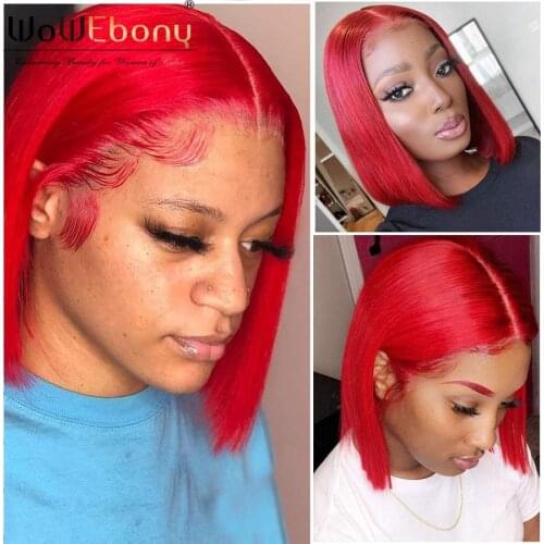 Highlight Virgin Hair Red 613 Honey Blonde Lace Frontal Wig Straight Short Bob Wigs 4x4 Lace Closure Wig Transparent Lace Wig