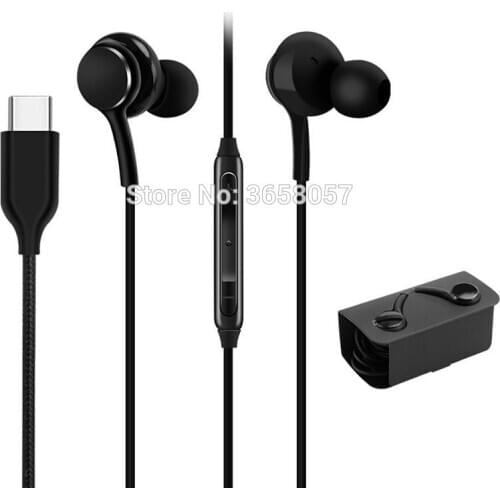100pcs For Samsung Galaxy Note 10 type c usb c earphone with Mic Volume Control For galaxy note 10 Earphone with box