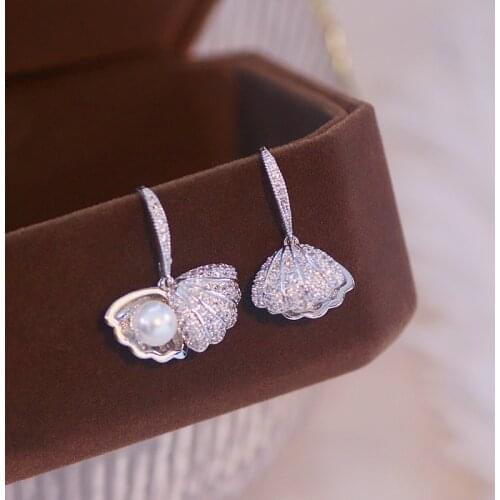 New Trendy Simulation Pearl Shell Shape Earrings for Women Fashion Party Dangle Earrings Jewelry Accessories Wholesale
